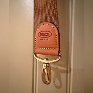 Bric's Life Collection Bag Strap in Camel-Leather Tab & Gold Hardware STRAP ONLY